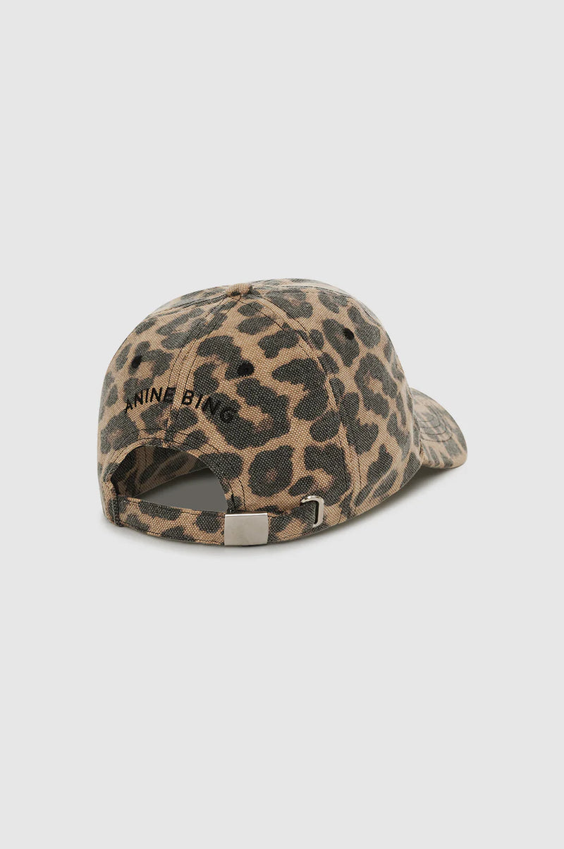 Jeremy Baseball Cap Black and Brown Leopard