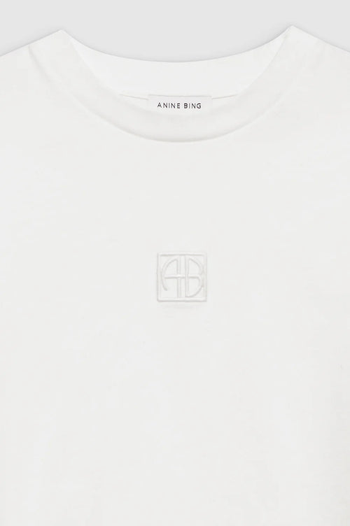 Myers Cropped Tee Framed Monogram Ivory