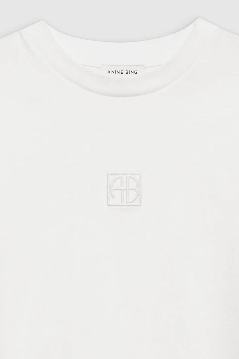 Myers Cropped Tee Framed Monogram Ivory