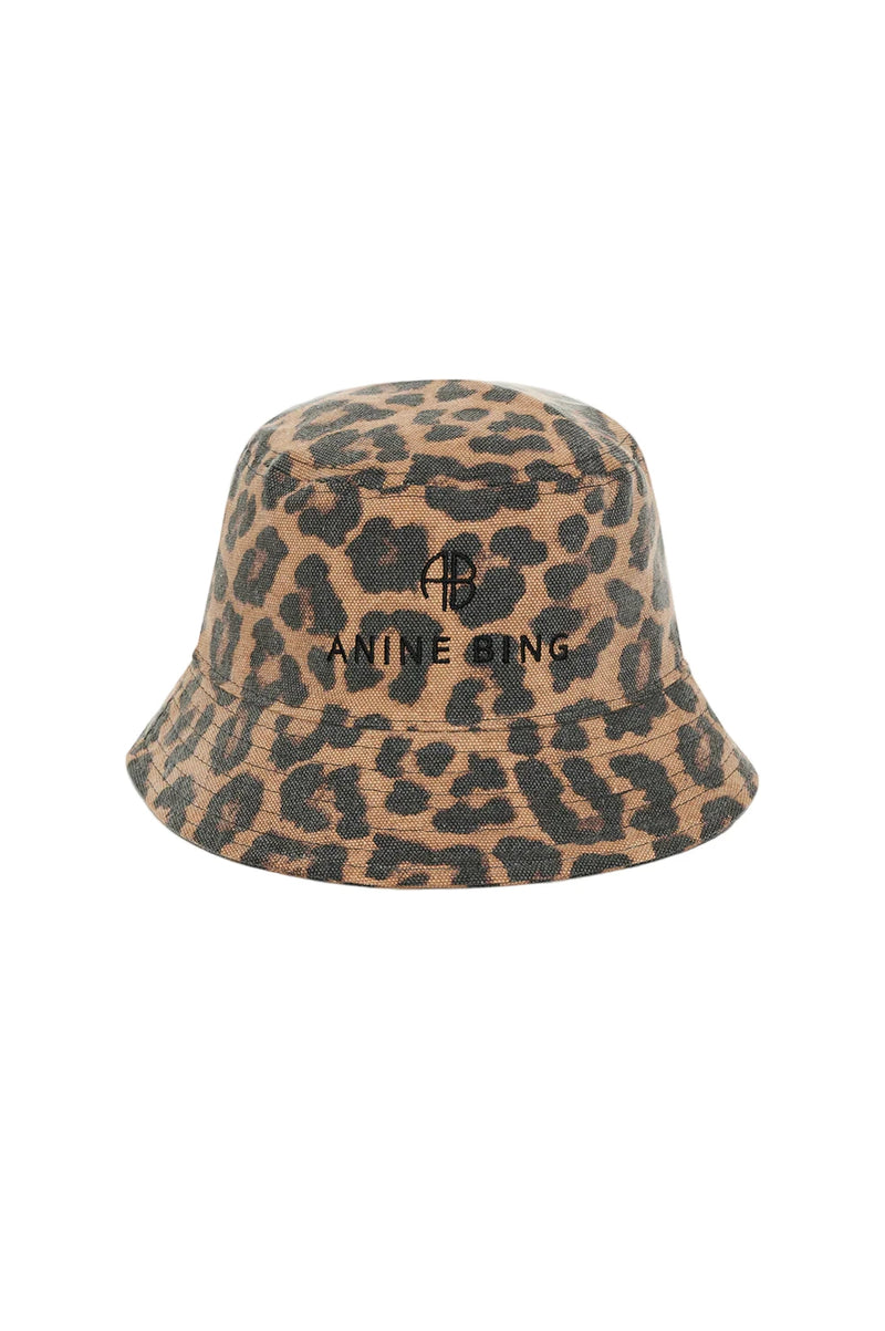 Nicks Bucket Hat Black and Brown Leopard