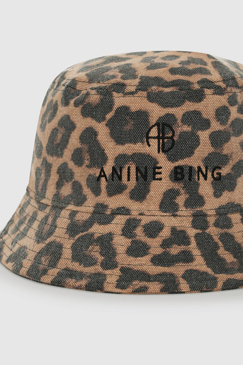 Nicks Bucket Hat Black and Brown Leopard