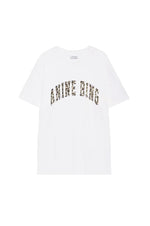 White t-shirt with text design on a white background