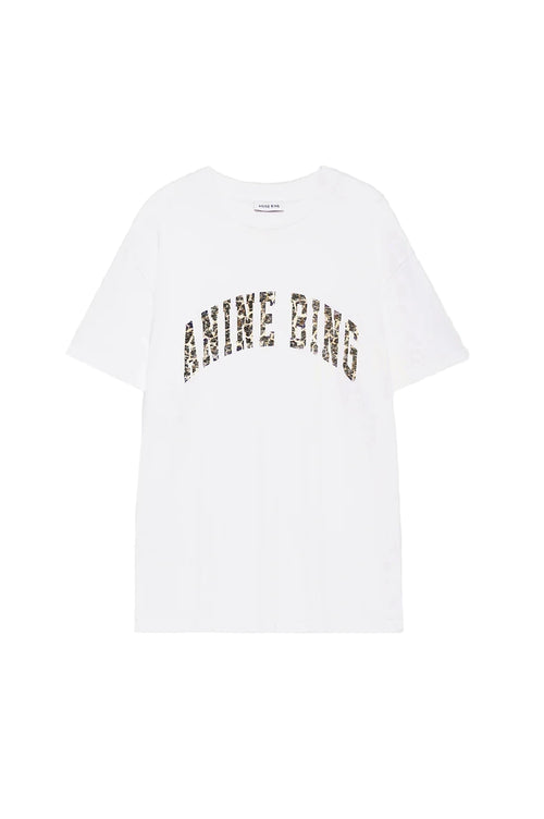White t-shirt with text design on a white background