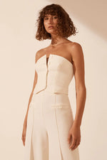 Amura High Waisted Wide Leg Pant Cream