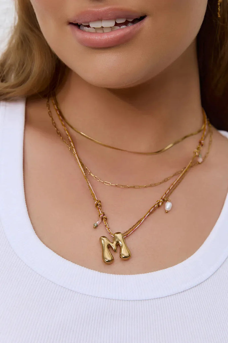 Bubble Letter Necklace Blush