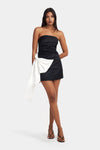 Aspen Mini Dress Black w/ White Bow