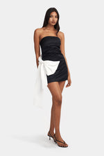 Aspen Mini Dress Black w/ White Bow