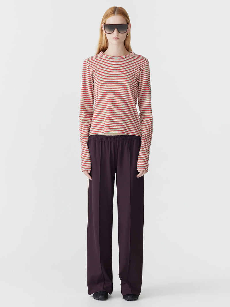 Wide Leg Athletic Tape Pant Dark Plum