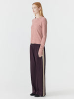Wide Leg Athletic Tape Pant Dark Plum