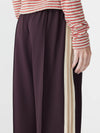 Wide Leg Athletic Tape Pant Dark Plum