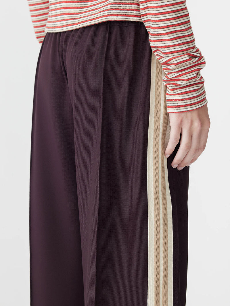 Wide Leg Athletic Tape Pant Dark Plum