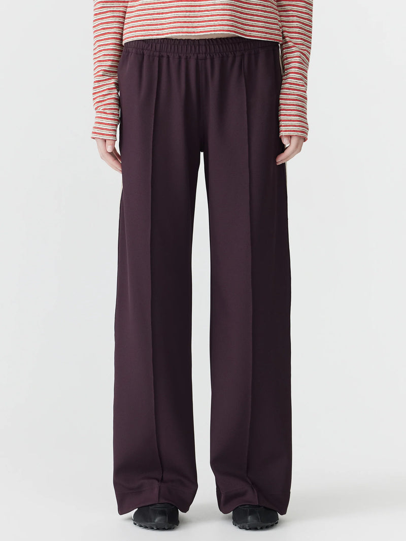 Wide Leg Athletic Tape Pant Dark Plum