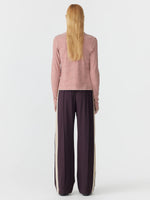 Wide Leg Athletic Tape Pant Dark Plum