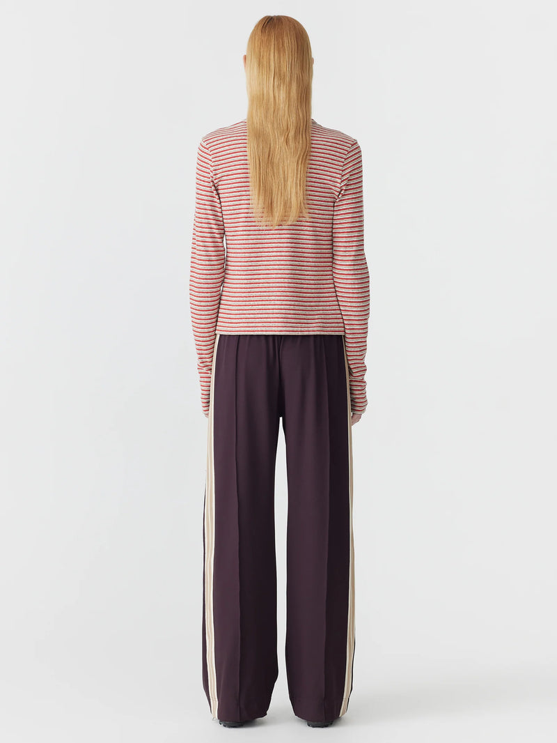 Wide Leg Athletic Tape Pant Dark Plum