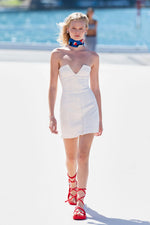 Amura Strapless Button Up Mini Dress Cream