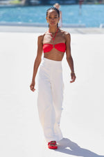 Amura High Waisted Wide Leg Pant Cream