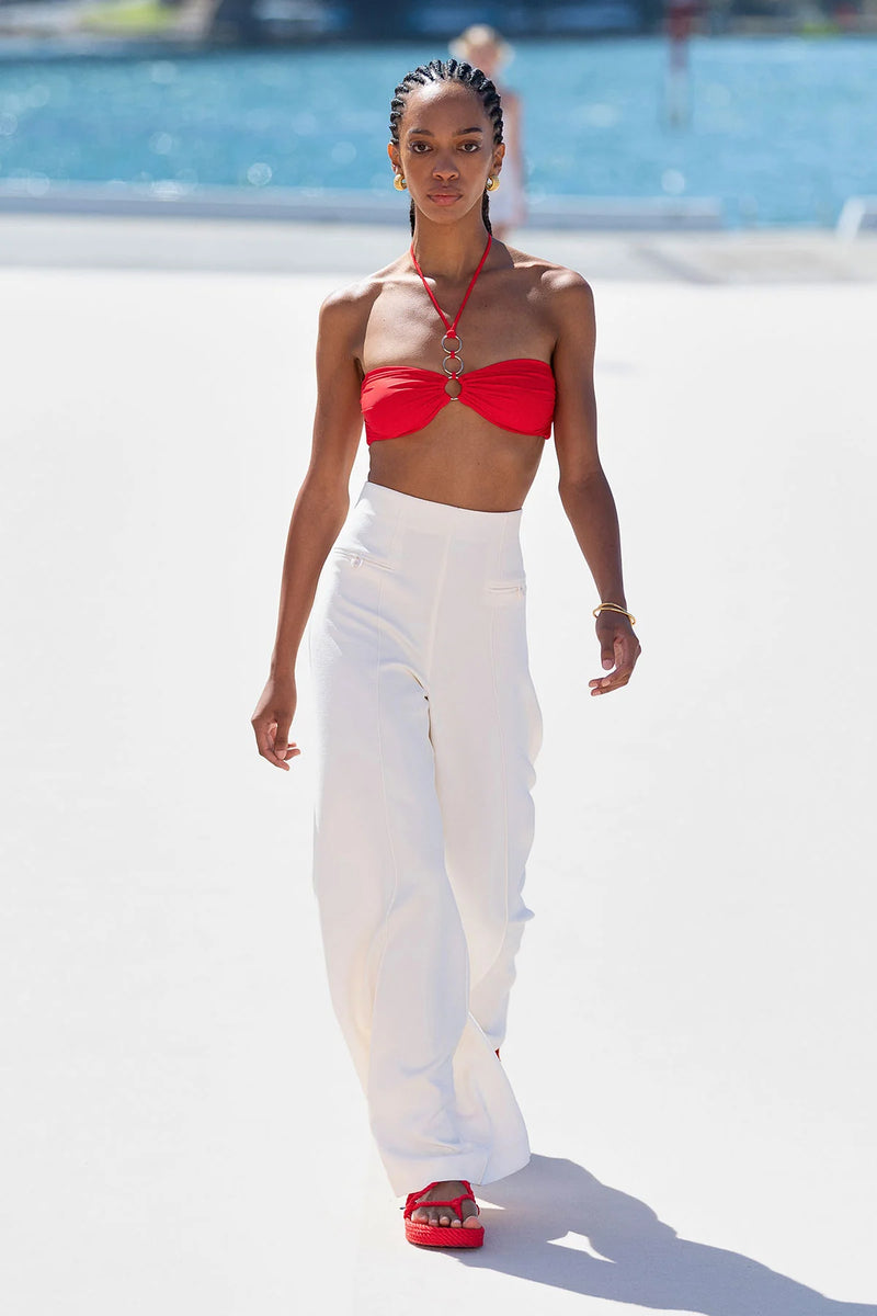 Amura High Waisted Wide Leg Pant Cream