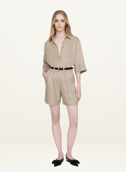 Carrie Short Oatmeal Linen Blend