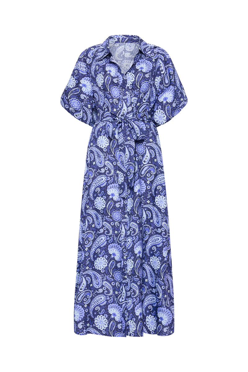 Carla Dress Blue Paisley