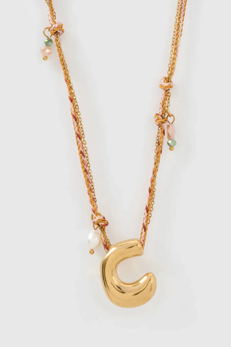 Bubble Letter Necklace Blush