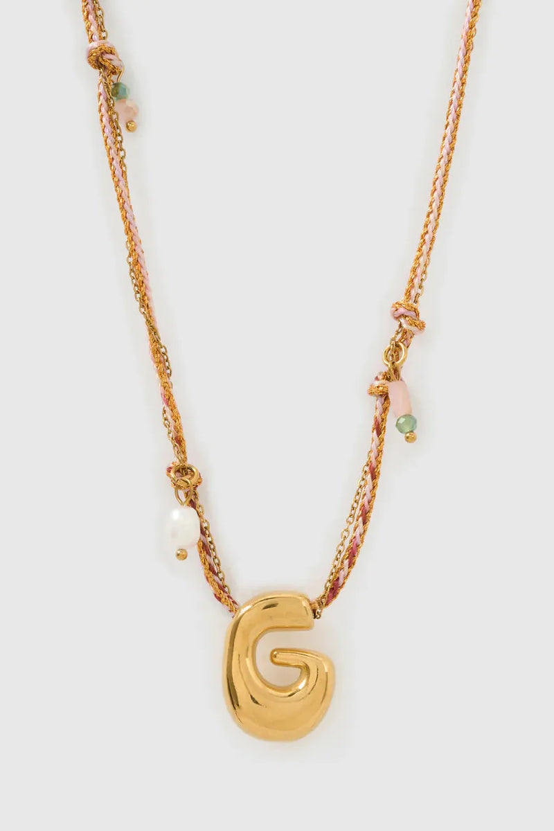 Bubble Letter Necklace Blush