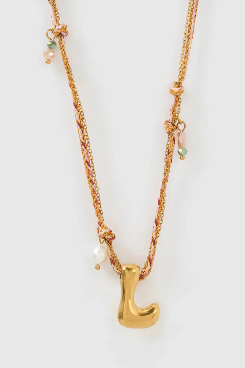 Bubble Letter Necklace Blush