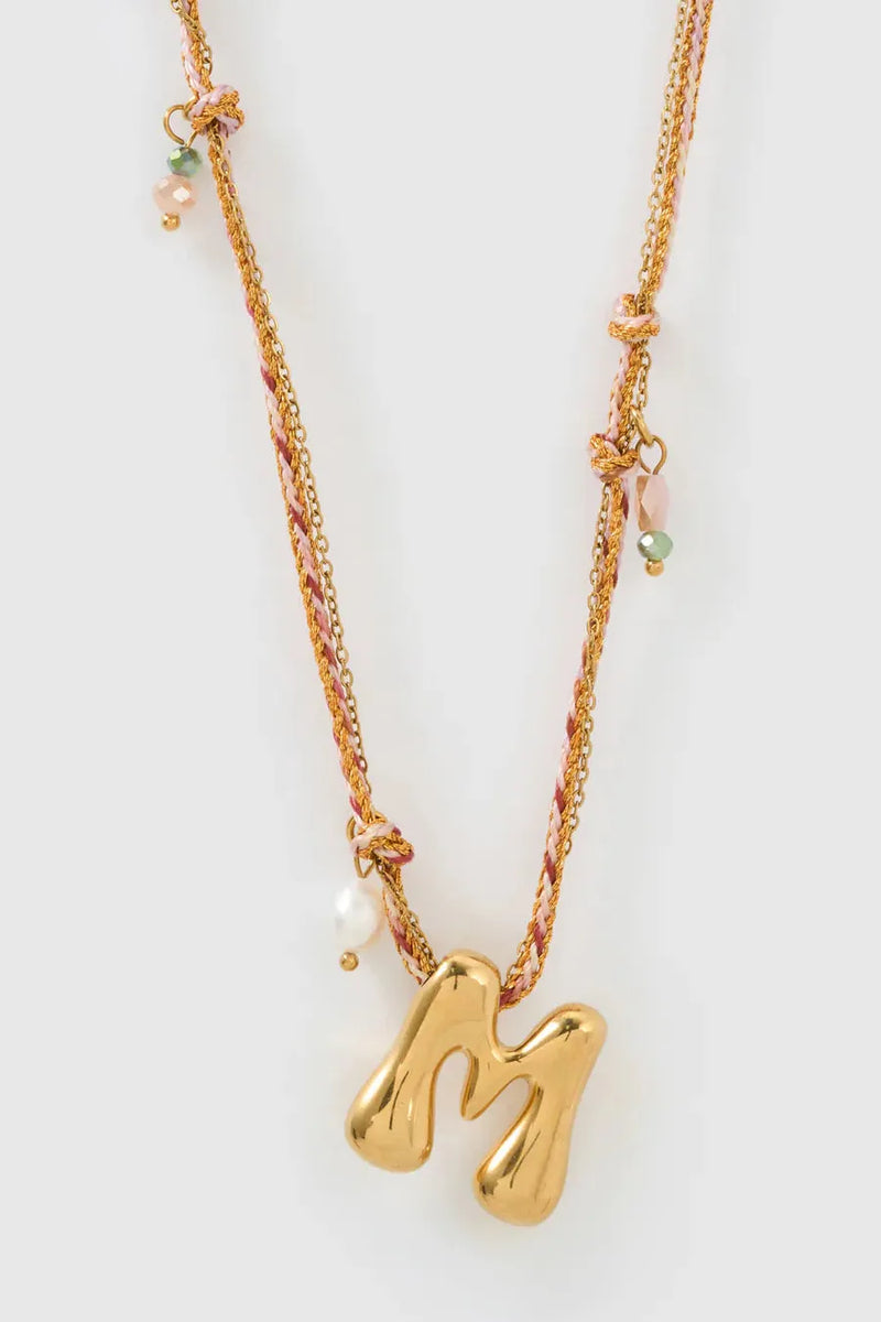 Bubble Letter Necklace Blush