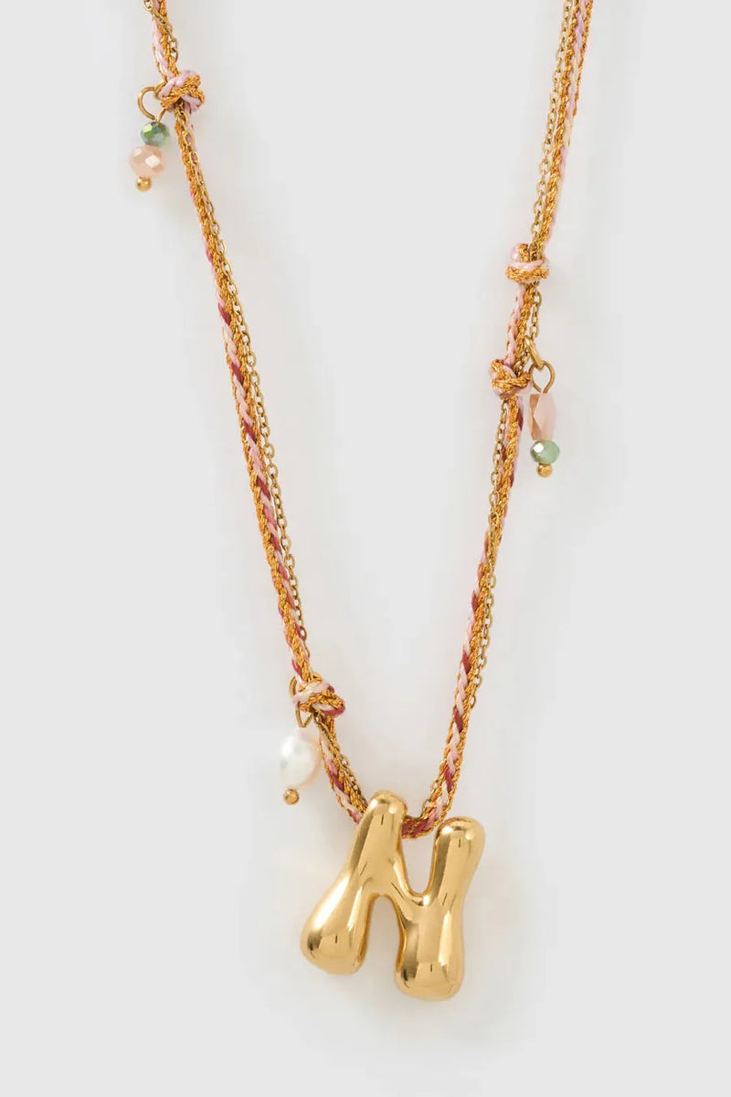 Bubble Letter Necklace Blush