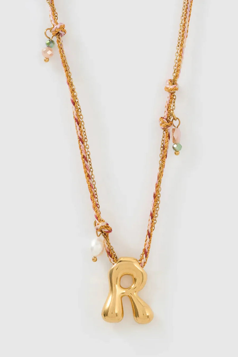 Bubble Letter Necklace Blush