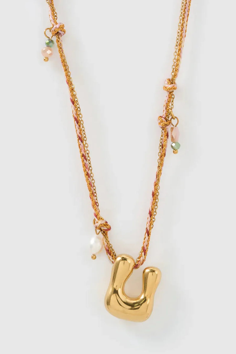 Bubble Letter Necklace Blush