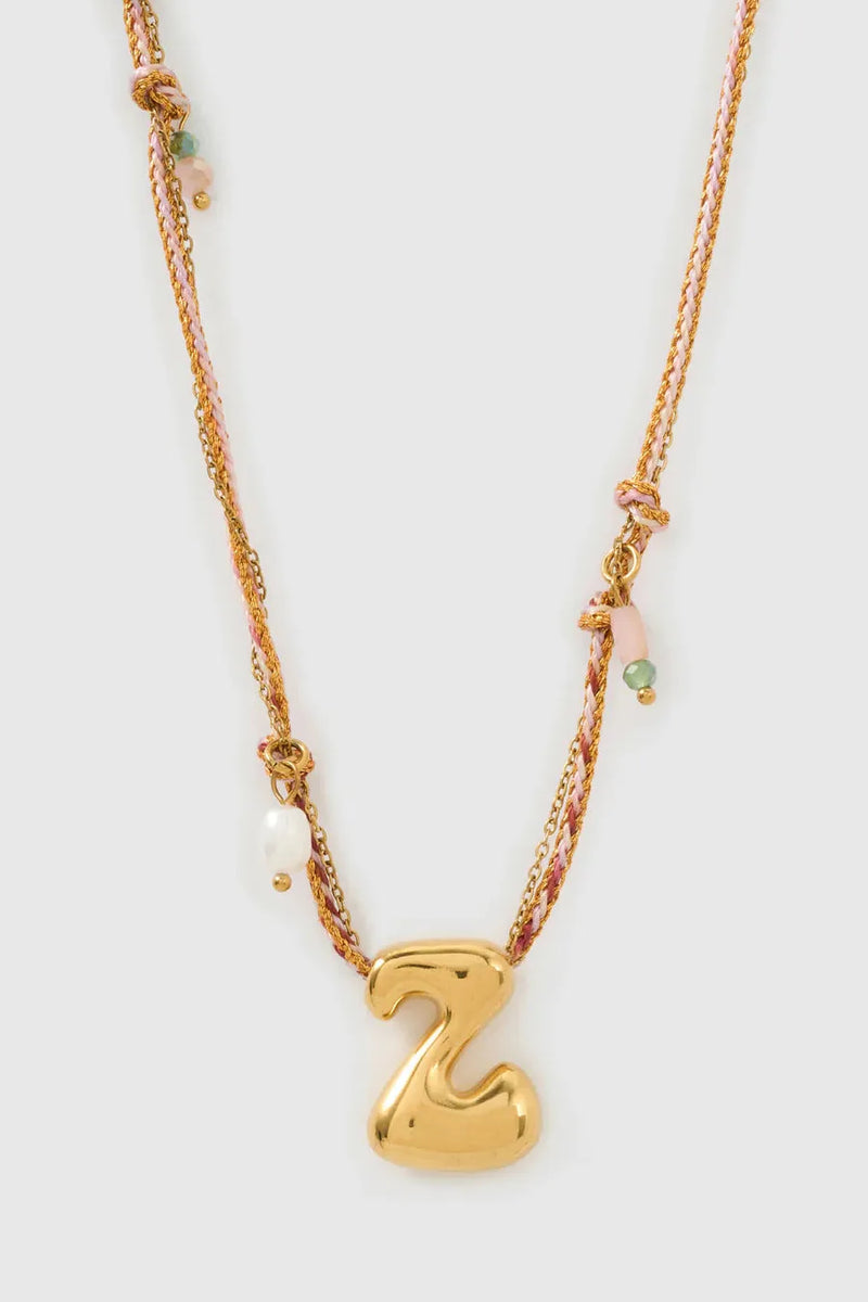 Bubble Letter Necklace Blush
