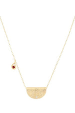 Gold Lotus Birthstone Necklace July Ruby