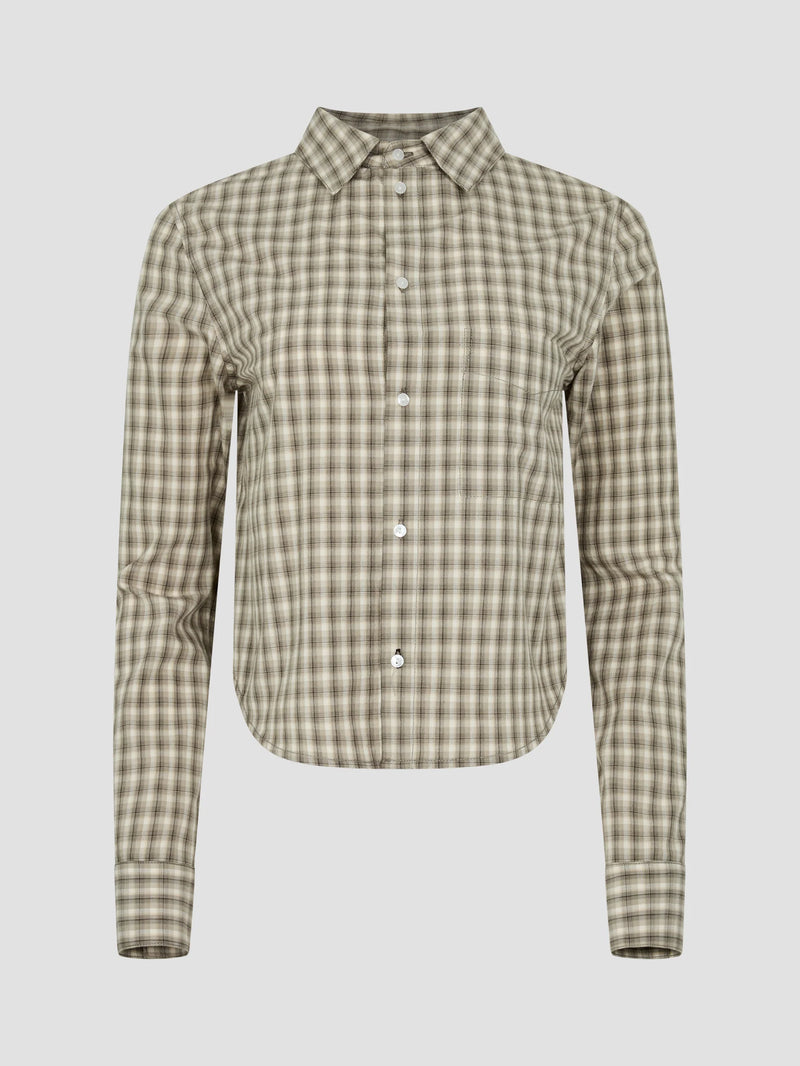 Cotton Check Western Shirt Taupe/Natural Check