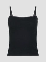 Lace Strap Soft Rib Tank Black