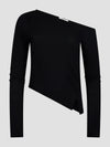 Off Shoulder Jersey Long Sleeve Top Black