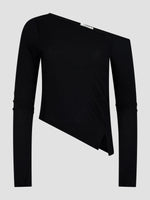 Off Shoulder Jersey Long Sleeve Top Black