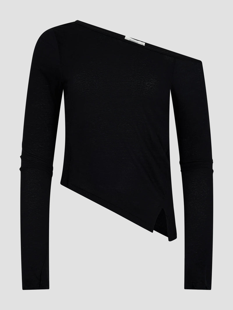 Off Shoulder Jersey Long Sleeve Top Black
