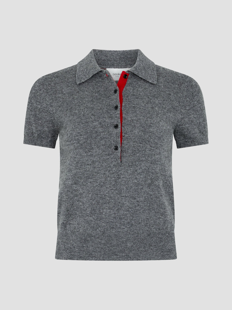 Wool Cashmere Slim Fit Polo Dark Charcoal