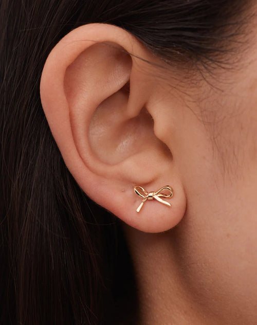 Bow Stud Earrings Small 23k Gold Plated