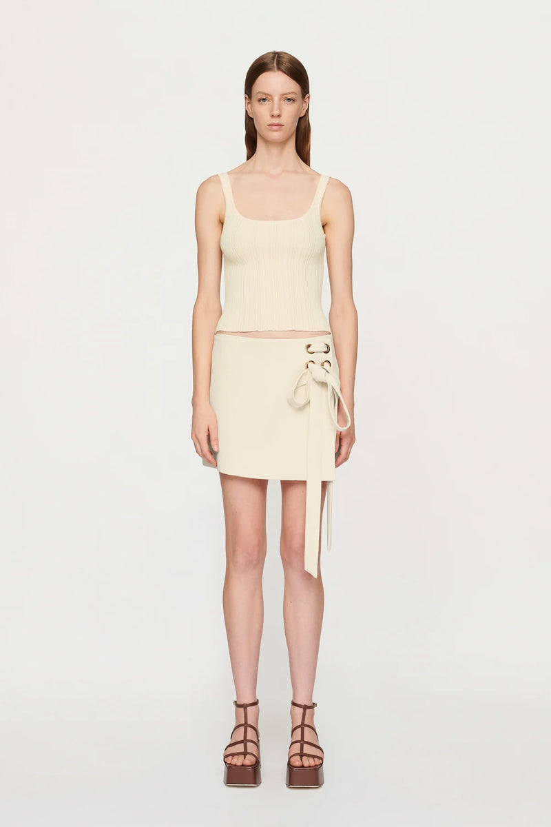Bianca Wrap Mini Skirt Bone