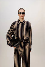 Novella Shirt Black and Bronze Stripe