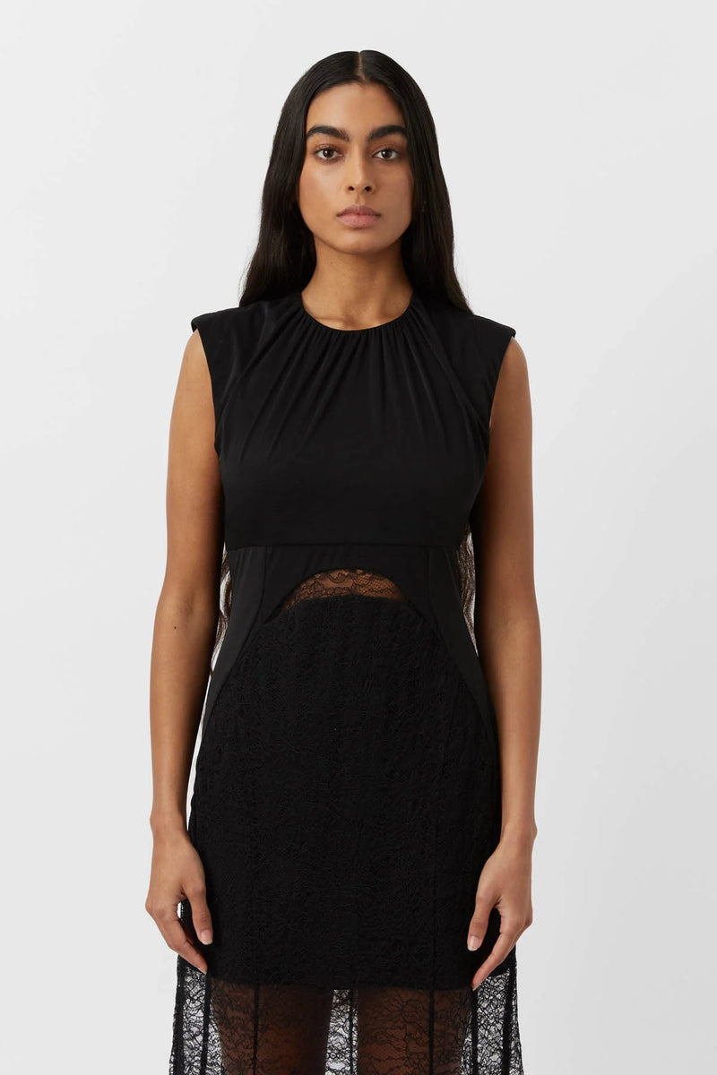 Angelo Lace Contrast Maxi Dress Black