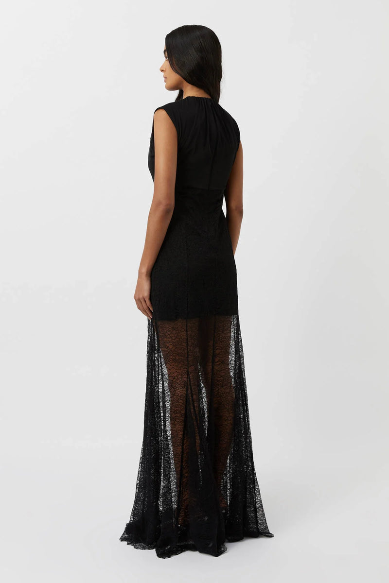 Angelo Lace Contrast Maxi Dress Black