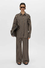 Novella Shirt Black and Bronze Stripe