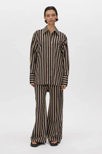 Novella Shirt Black and Bronze Stripe