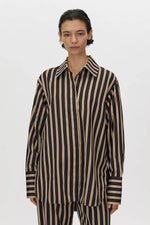 Novella Shirt Black and Bronze Stripe