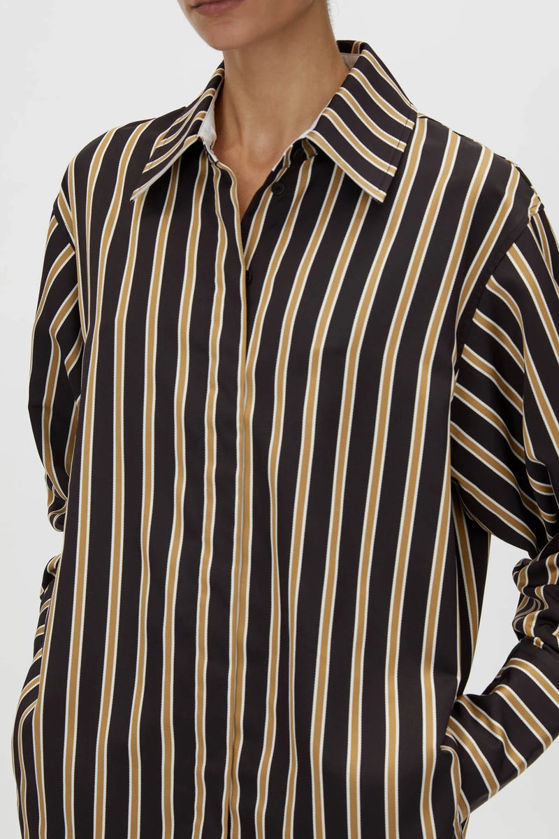Novella Shirt Black and Bronze Stripe