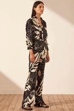 Capri Silk Tuxedo Shirt Black/Cream