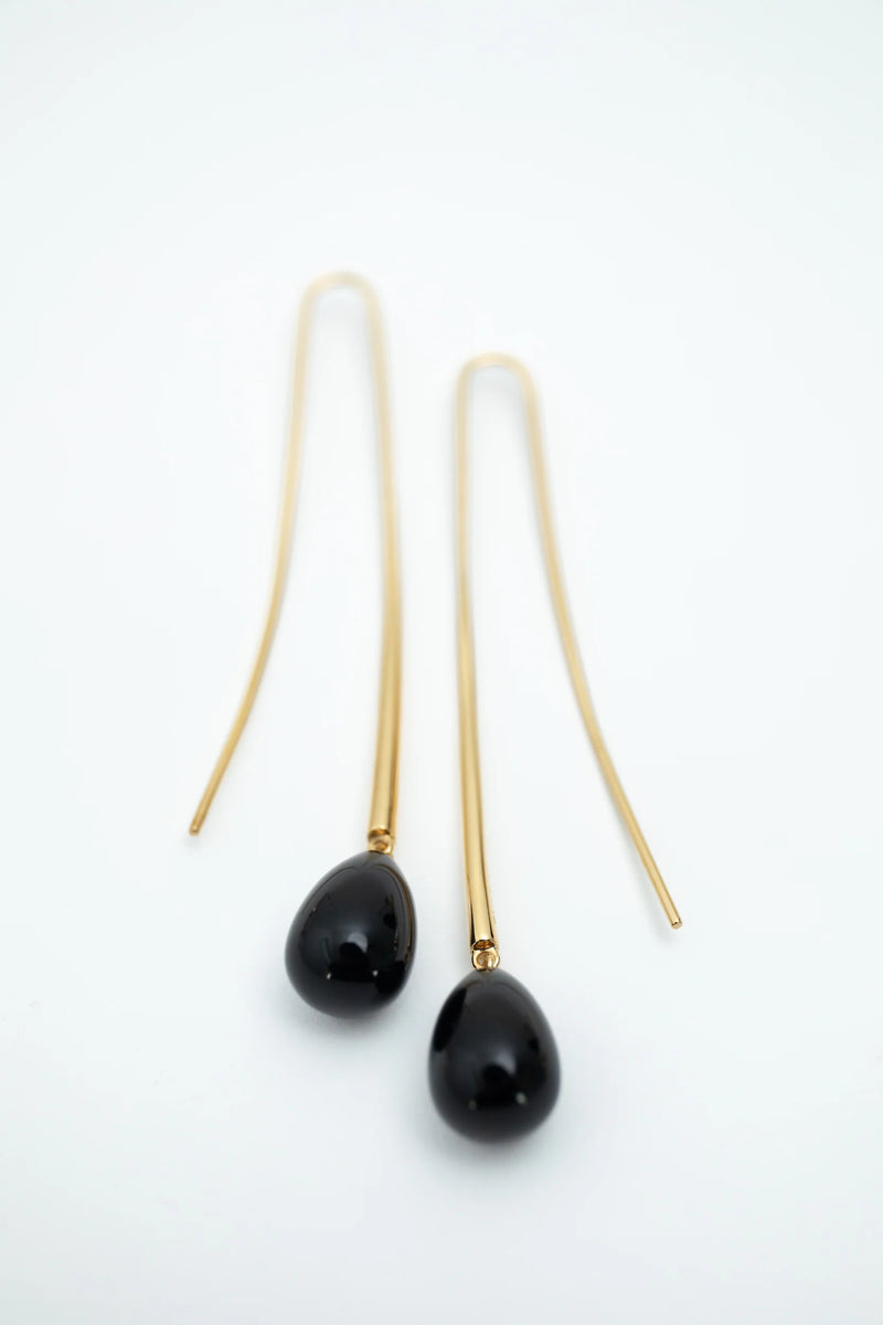 Cusp Onyx Earrings Gold