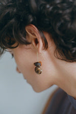 Temple Earth Wire Earrings Dark Horn Gold Filled